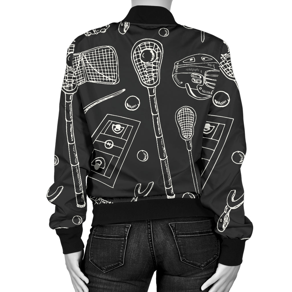 Lacrosse Pattern Print Design 01 Women's Bomber Jacket