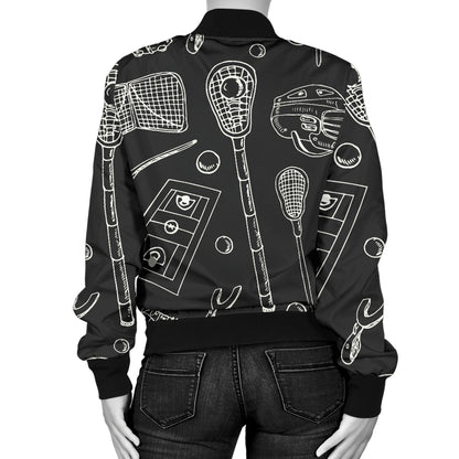 Lacrosse Pattern Print Design 01 Women's Bomber Jacket