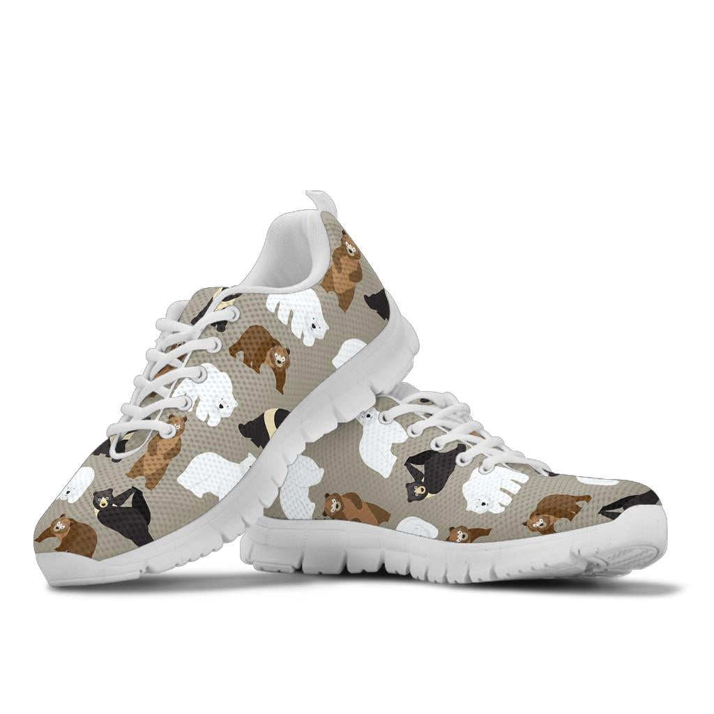 Bear Pattern Print Design BE03 Sneakers White Bottom Shoes