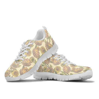 Dahlia Pattern Print Design DH09 Sneakers White Bottom Shoes