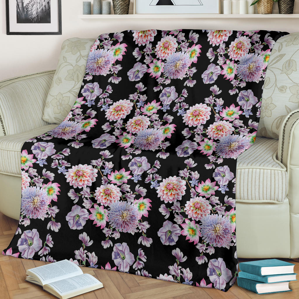 Dahlia Pattern Print Design DH012 Fleece Blanket