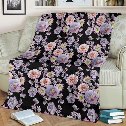 Dahlia Pattern Print Design DH012 Fleece Blanket