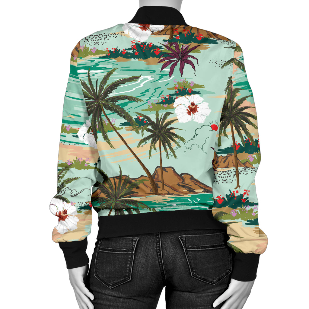 Pacific island Pattern Print Design A03 Women's Bomber Jacket