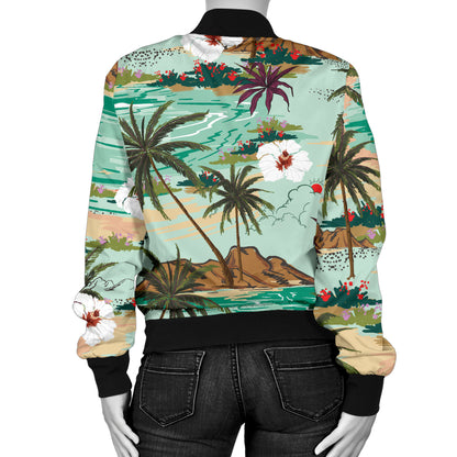 Pacific island Pattern Print Design A03 Women's Bomber Jacket