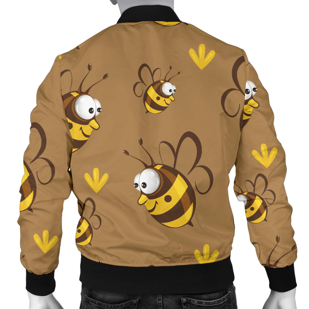 Bee Pattern Print Design BEE09 Men Bomber Jacket