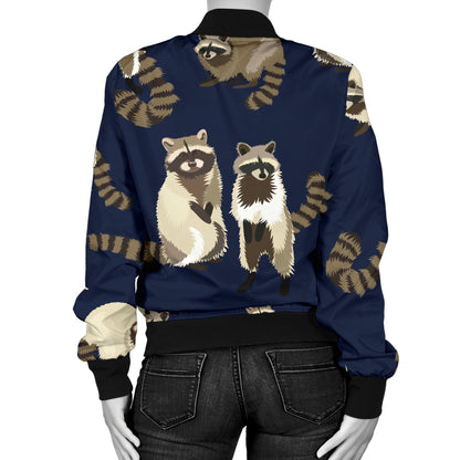 Raccoon Pattern Print Design A06 Women's Bomber Jacket