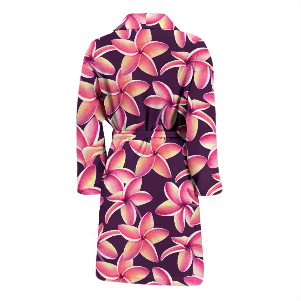 Purple Plumeria Pattern Print Design PM010 Men Bathrobe
