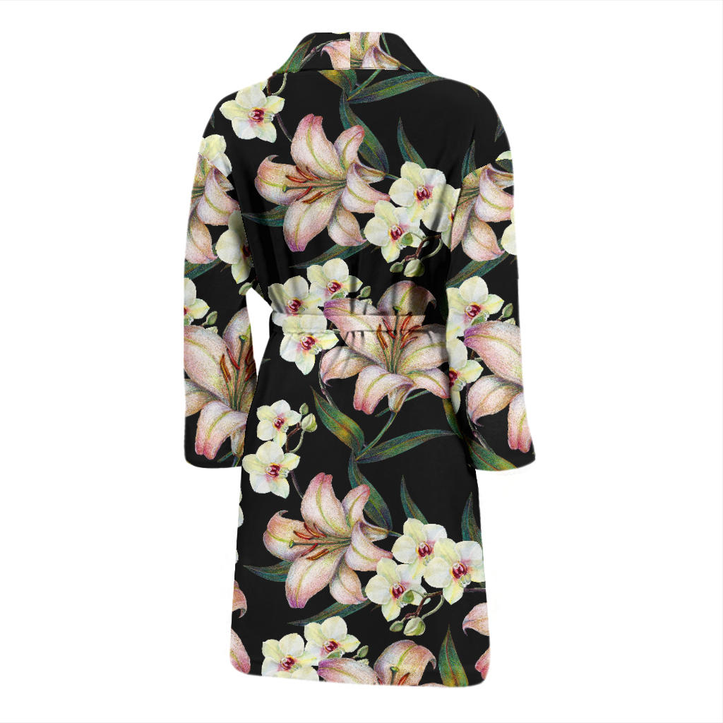 Lily Pattern Print Design LY03 Men Bathrobe