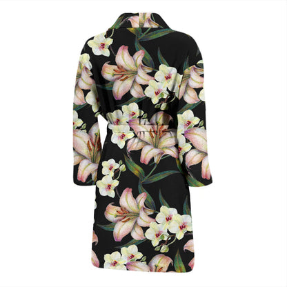 Lily Pattern Print Design LY03 Men Bathrobe