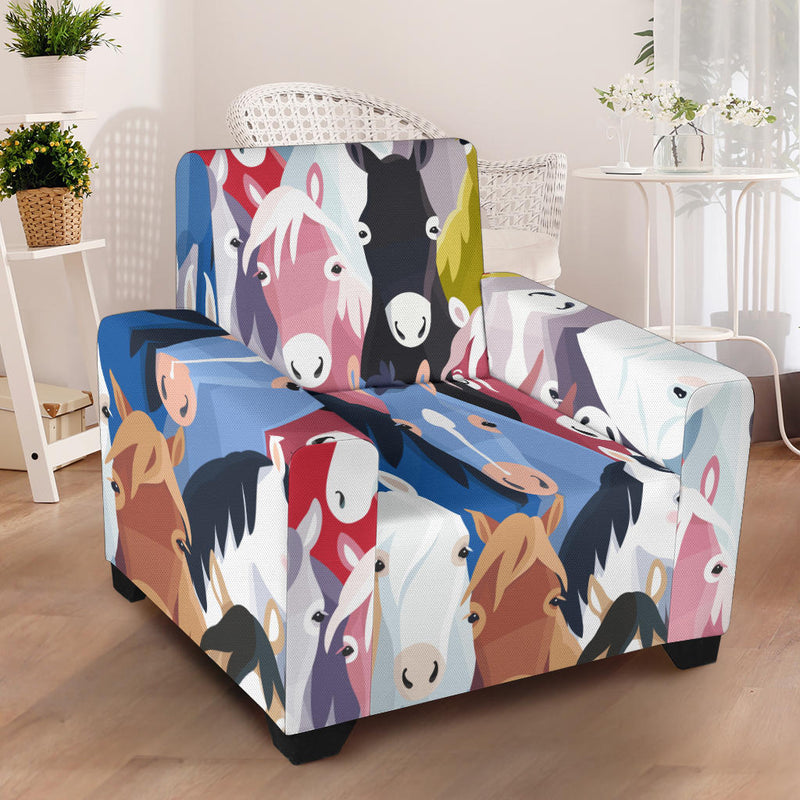 Colorful Horse Pattern Armchair Slipcover