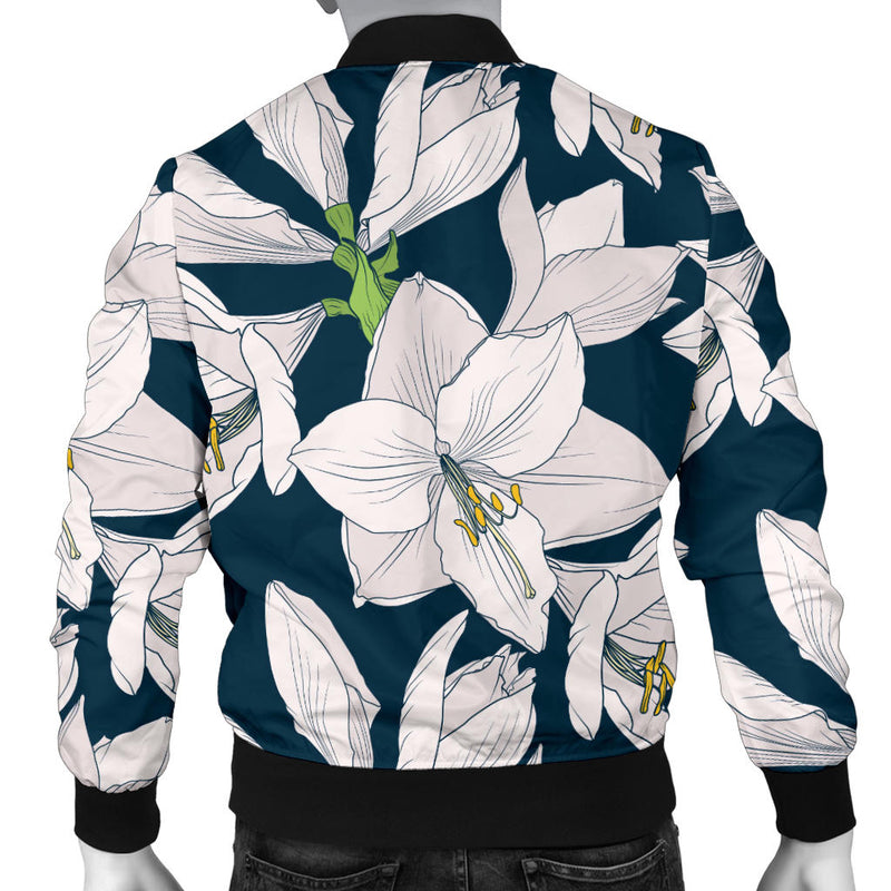 Amaryllis Pattern Print Design AL02 Men Bomber Jacket