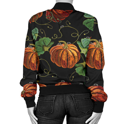 Pumpkin Pattern Print Design A02 Women's Bomber Jacket