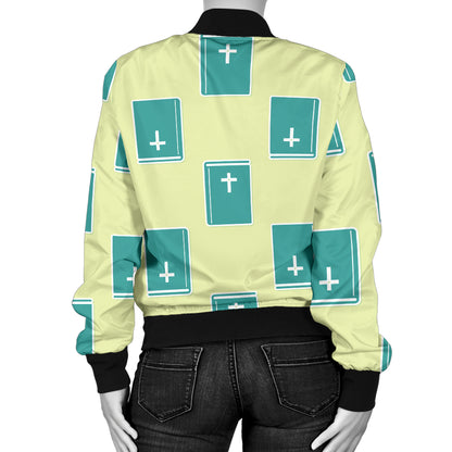 Bible Pattern Print Design 04 Women's Bomber Jacket