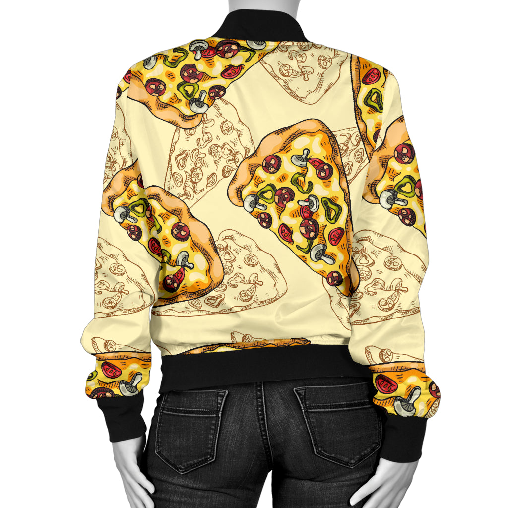 Pizza Pattern Print Design A01 Women's Bomber Jacket