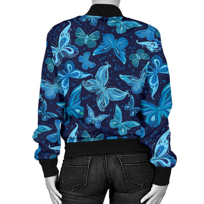 Butterfly Pattern Print Design 03 Women's Bomber Jacket