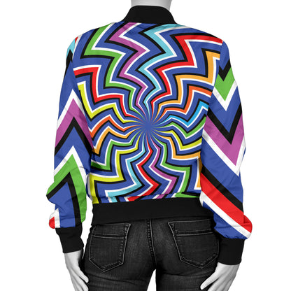 Optical illusion Pattern Print Design A02 Women's Bomber Jacket