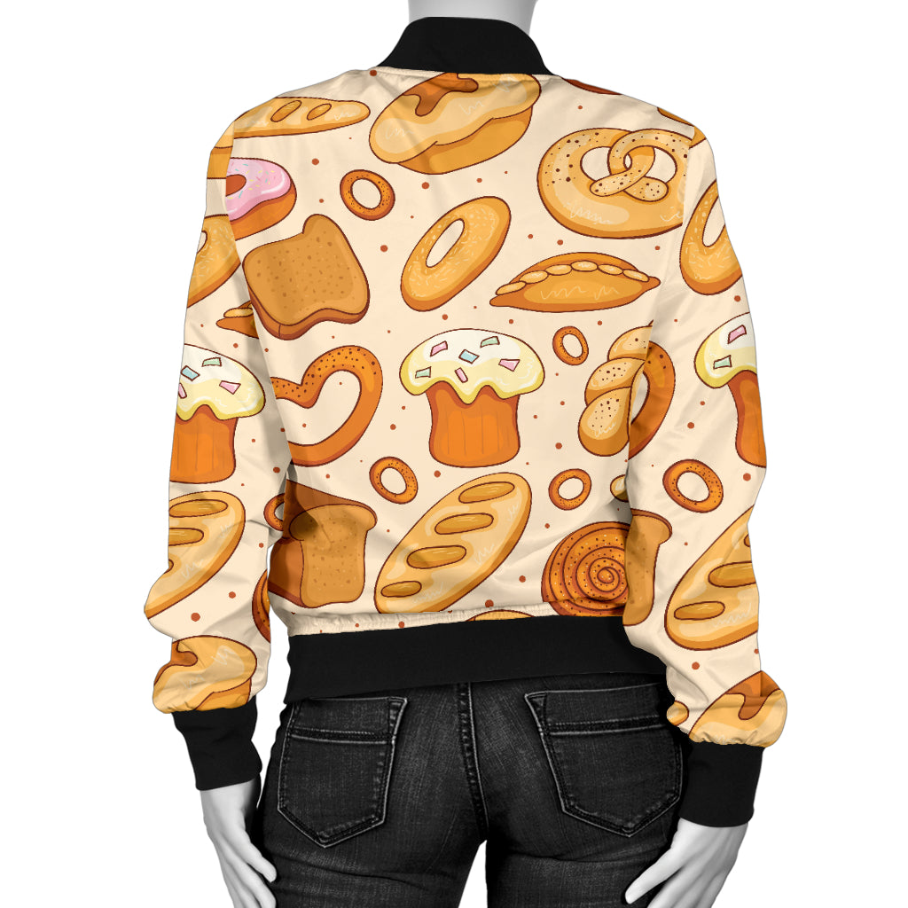 Bread Pattern Print Design 01 Women's Bomber Jacket