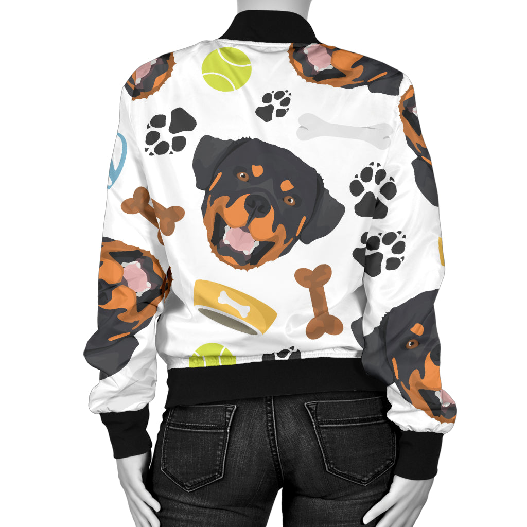 Rottweiler Pattern Print Design A04 Women's Bomber Jacket