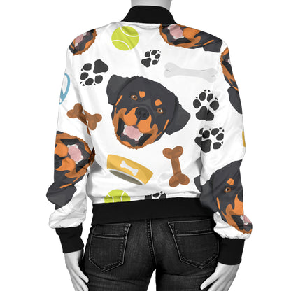 Rottweiler Pattern Print Design A04 Women's Bomber Jacket