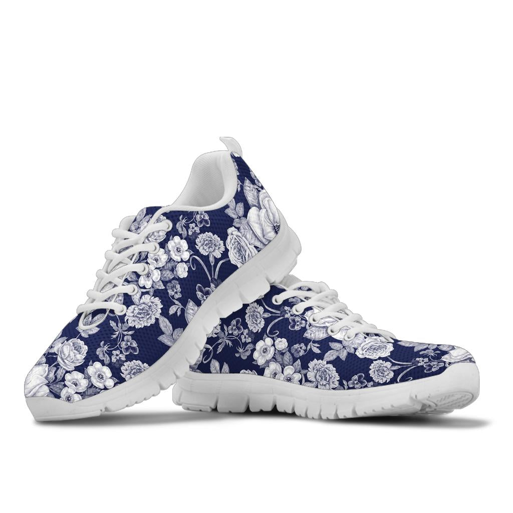 Floral Infrared Pattern Sneakers White Bottom Shoes