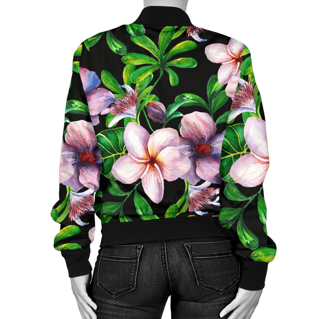 Plumeria Pattern Print Design PM01 Women Bomber Jacket