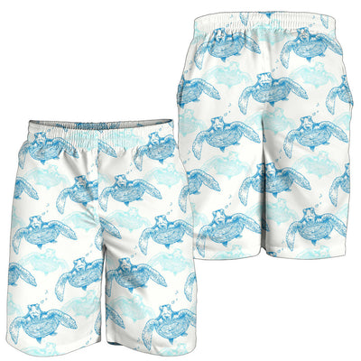 Sea Turtle Pattern Print Design T01 Mens Shorts