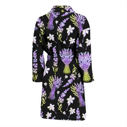 Lavender Pattern Print Design LV04 Men Bathrobe