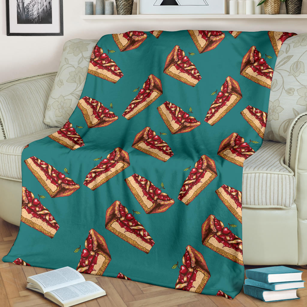 Cheesecake Cherry Pattern Print Design CK03 Fleece Blanket