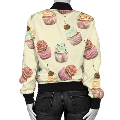 Cupcake Pattern Print Design 04 Women's Bomber Jacket