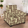 Tiki Brown Symbol Print Armchair Slipcover