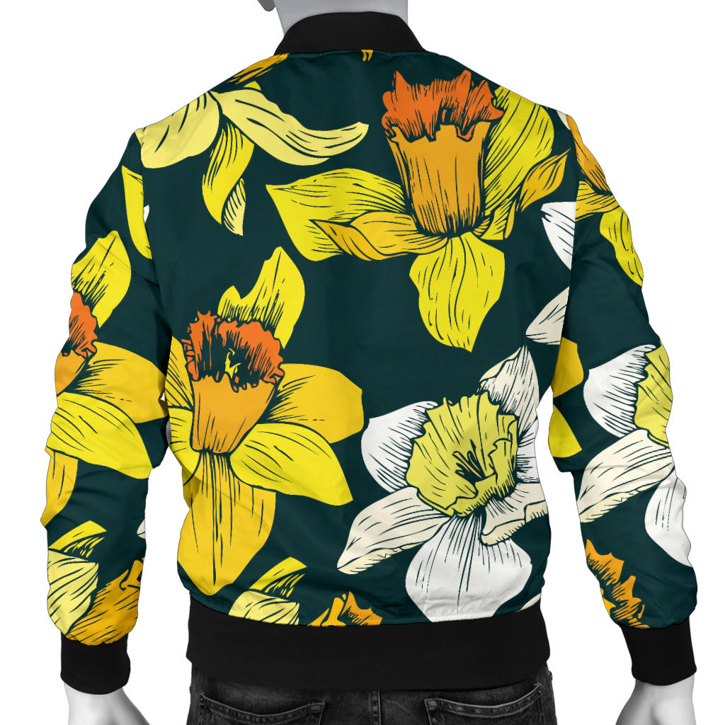 Daffodils Pattern Print Design DF02 Men Bomber Jacket