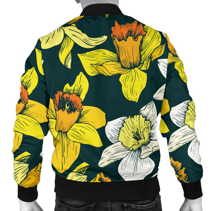 Daffodils Pattern Print Design DF02 Men Bomber Jacket