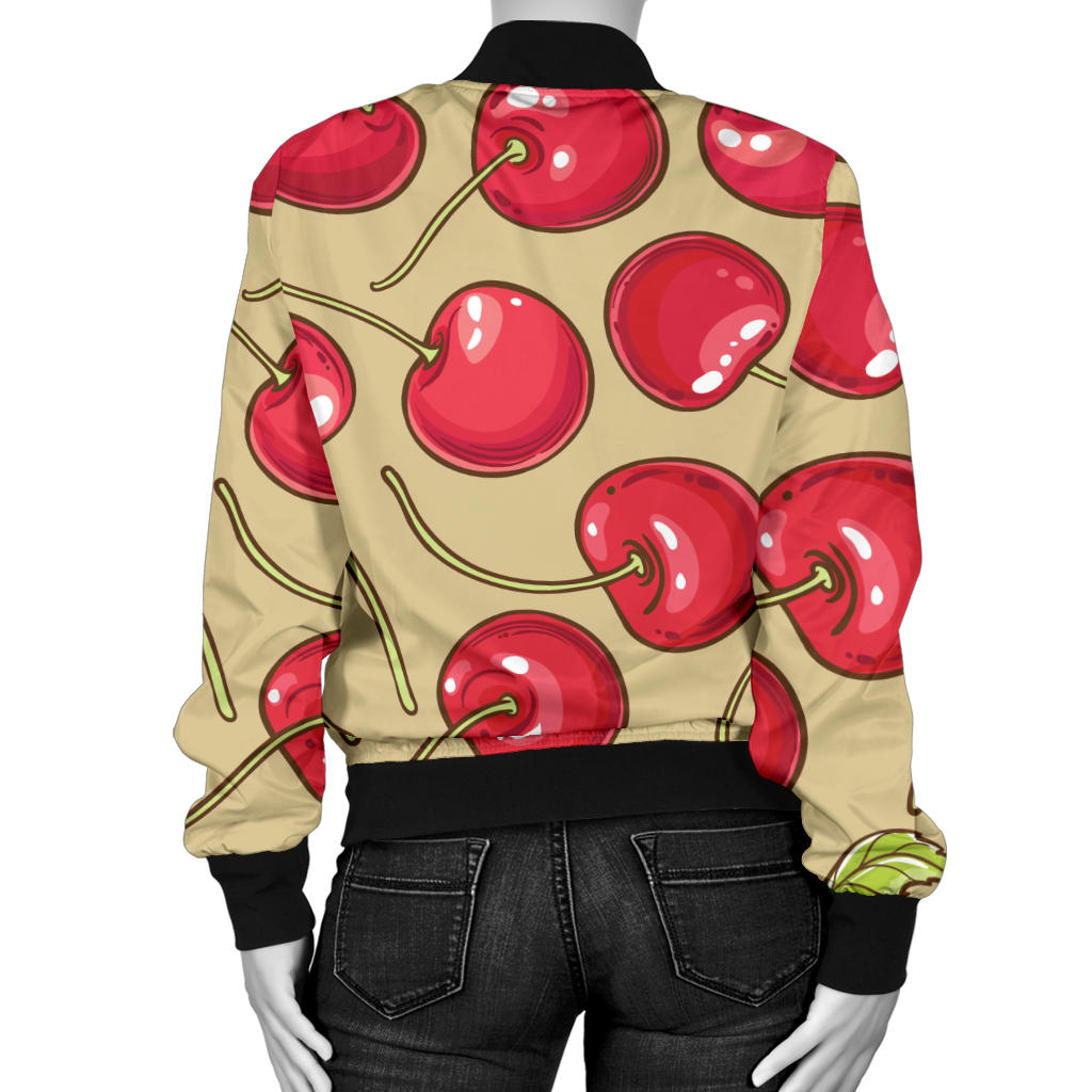 Cherry Pattern Print Design CH05 Women Bomber Jacket