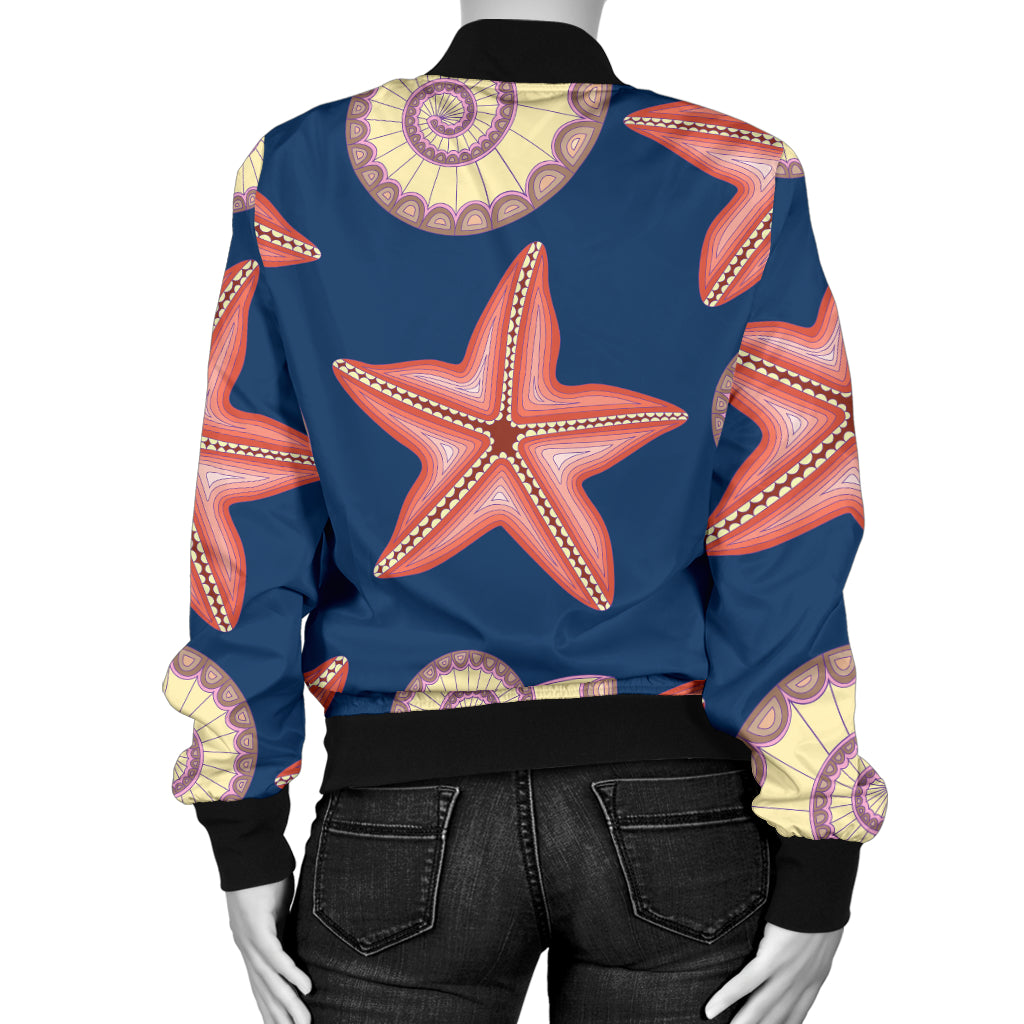 Starfish Pattern Print Design 03 Women's Bomber Jacket