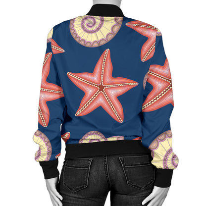 Starfish Pattern Print Design 03 Women's Bomber Jacket