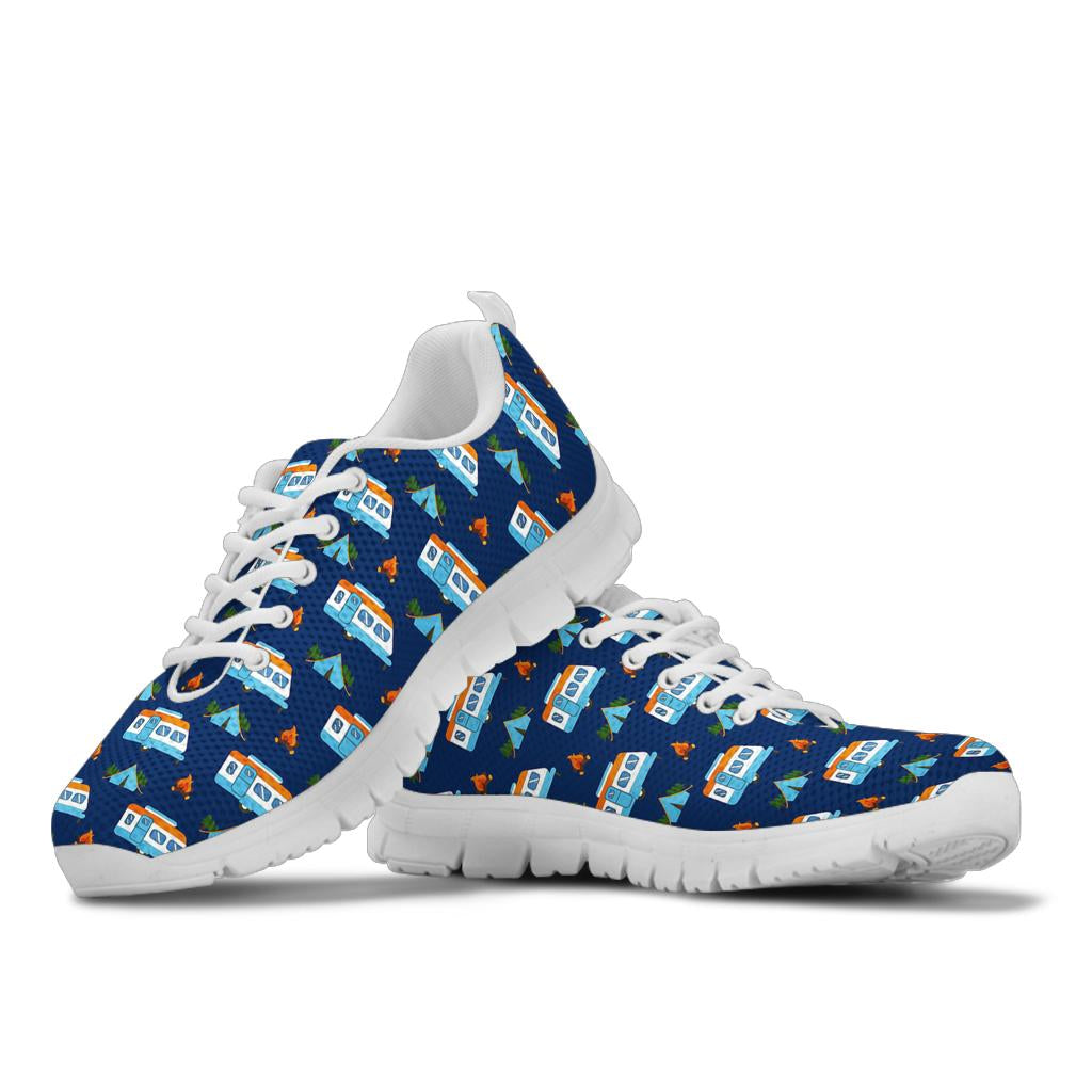 Camper Pattern Camping Themed No 3 Print Sneakers White Bottom Shoes