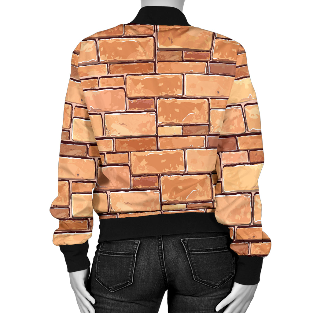 Brick Pattern Print Design 01 Women's Bomber Jacket