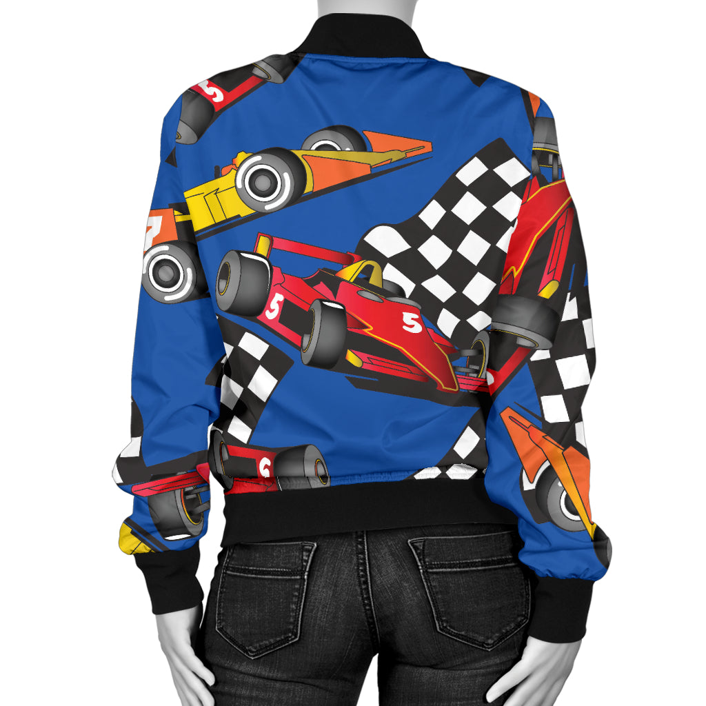 Racing Pattern Print Design A01 Women's Bomber Jacket
