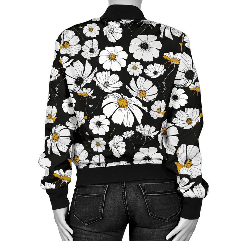 Daisy Pattern Print Design 02 Women's Bomber Jacket