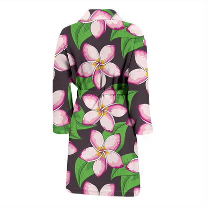 Pink Plumeria Pattern Print Design PM019 Men Bathrobe