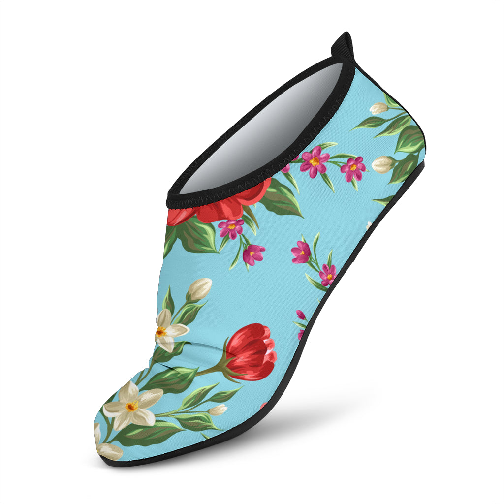 Summer Floral Pattern Print Design SF011 Aqua Water Shoes
