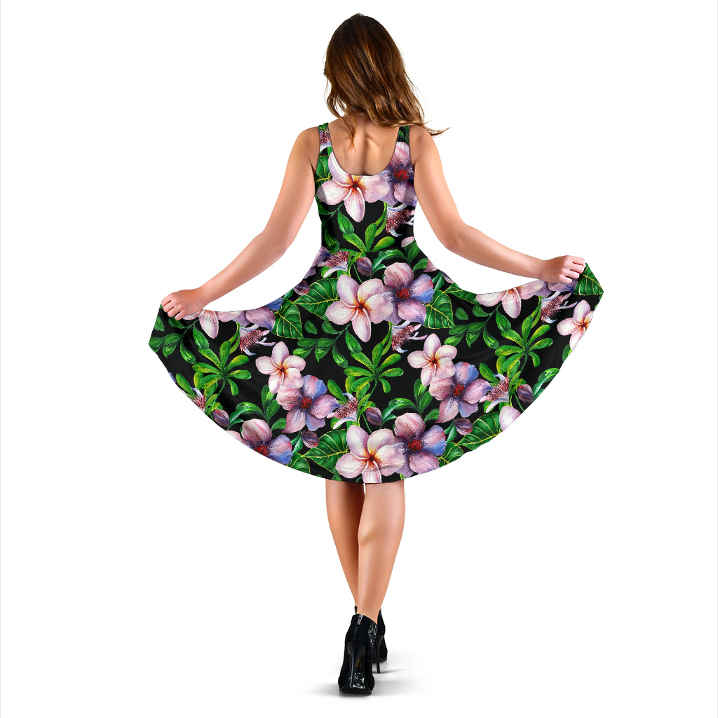 Plumeria Pattern Print Design PM01 Midi Dress