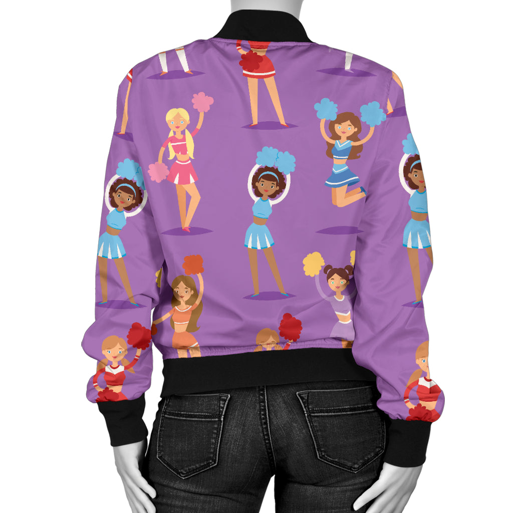 Cheerleader Pattern Print Design 02 Women's Bomber Jacket