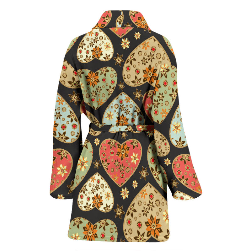 Heart Boho Pattern Print Design HE04 Women Bathrobe