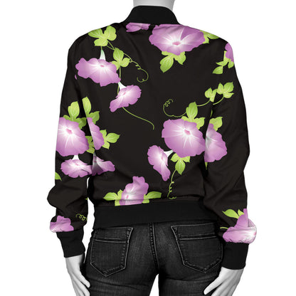 Morning Glory Pattern Print Design MG02 Women Bomber Jacket
