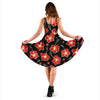 Red Hibiscus Pattern Print Design HB021 Midi Dress