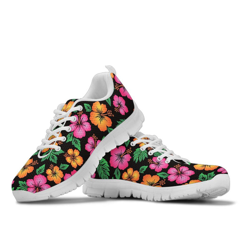 Hibiscus Pattern Print Design HB029 Sneakers White Bottom Shoes