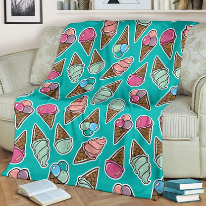 Ice Cream Pattern Print Design IC01 Fleece Blanket
