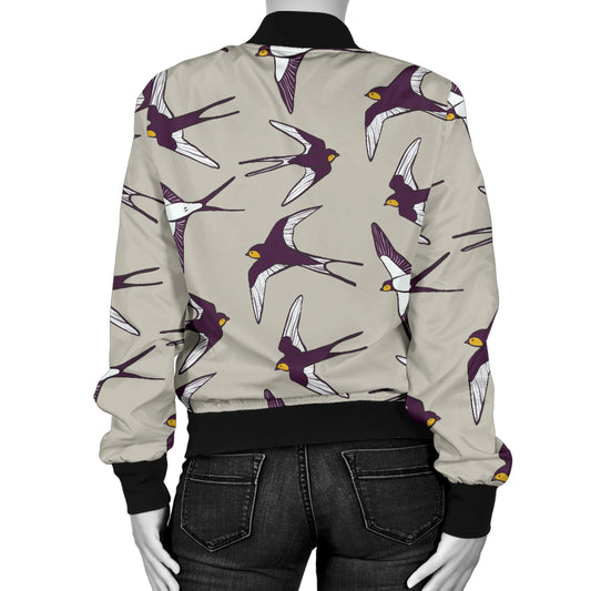 Swallow Bird Pattern Print Design 03 Women's Bomber Jacket
