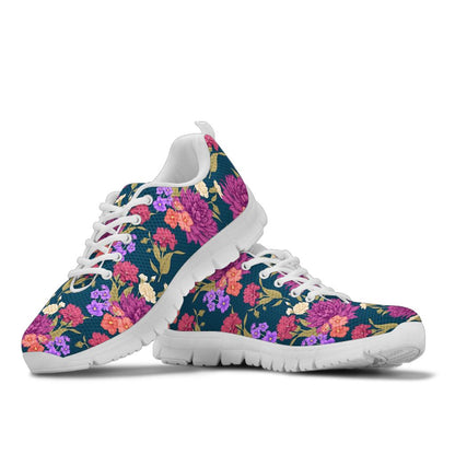 Dahlia Pattern Print Design DH01 Sneakers White Bottom Shoes
